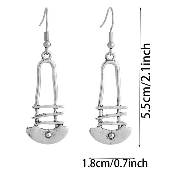 925 Sterling Silver Plated Boho Geometric Drop Earrings - Picture 4 of 4